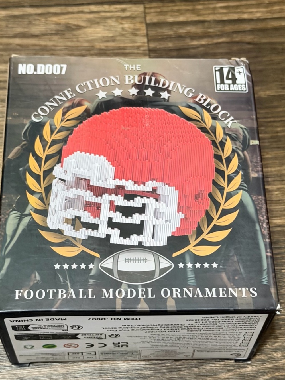 Red Football Helmet Model Ornament Building Kit
